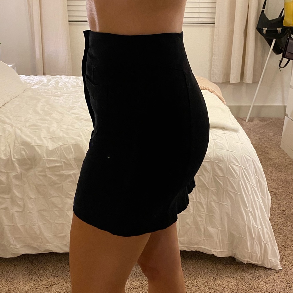 Black Button Front Skirt